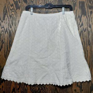 CAbi Women's Size 12 White Eyelet Skirt 100% Cotton Style 889 A-Line